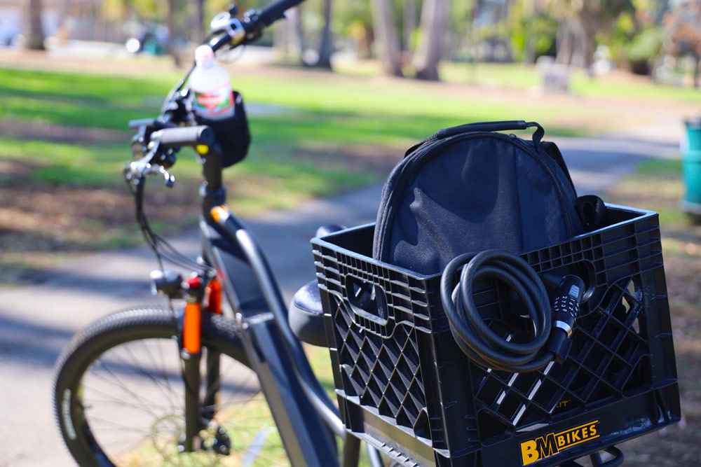 Board Members Electric Bike Rental Basket and Lock