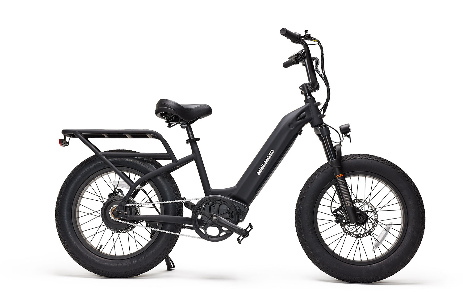 Board Members Electric Bike Mini Moto Black Step-Through Side View