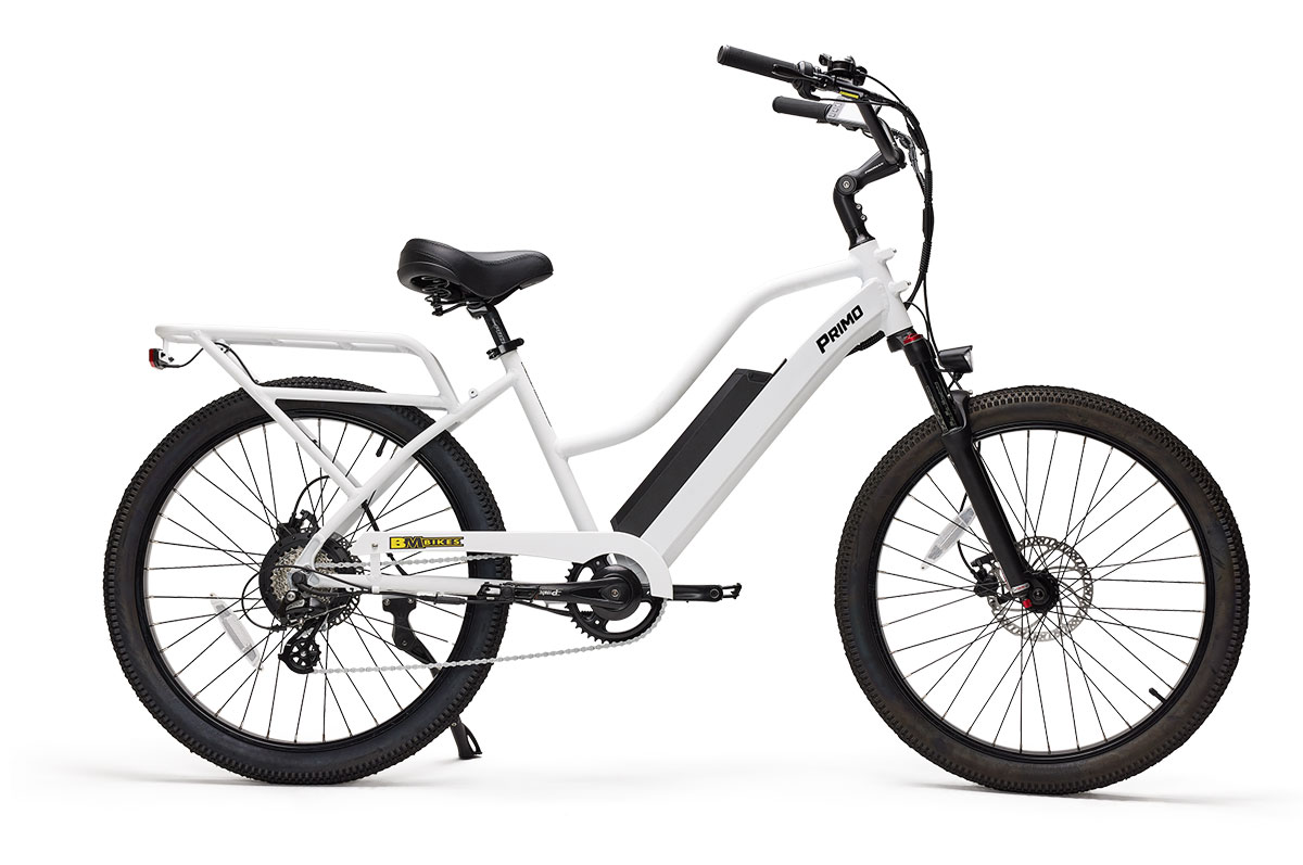 Board Members Primo Electric Bike White Side View